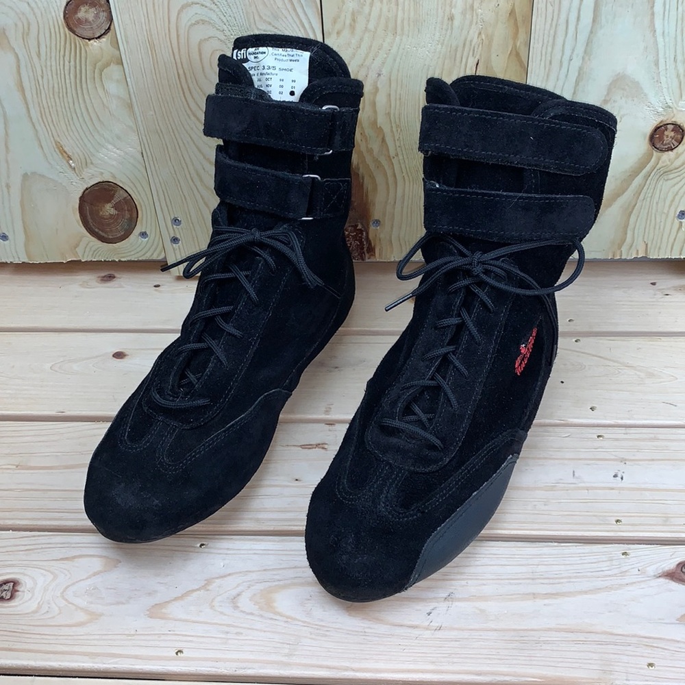 Men’s Size 10 Extreme Racewear Black Suede Polamide Fiber Lined Competition Shoe